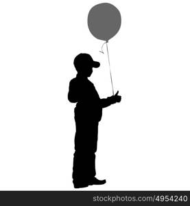 Silhouette of boy with balloon on a white background. Vector illustration. Silhouette of boy with balloon on a white background. Vector illustration.