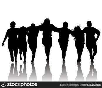 silhouette of dancing group