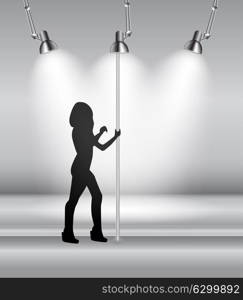 Silhouette of Dancing Striptease Girl on Pole. Vector Illustration. EPS10. Silhouette of Dancing Striptease Girl on Pole. Vector Illustrati