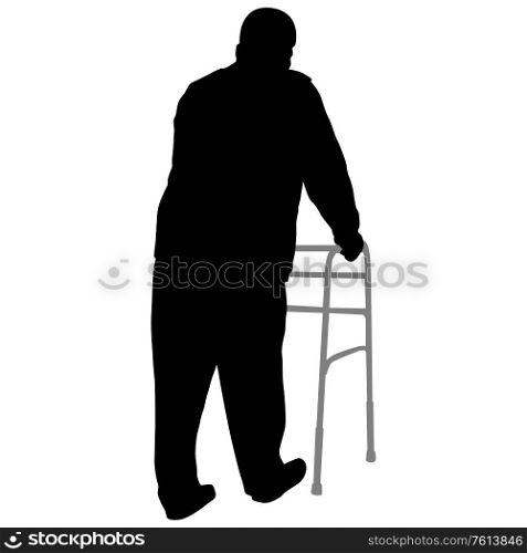 Silhouette of disabled people on a white background.. Silhouette of disabled people on a white background