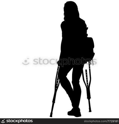 Silhouette of disabled people on a white background.. Silhouette of disabled people on a white background