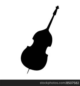 Silhouette of double bass semi flat color vector object. Acoustic music. Full sized item on white. Concert orchestra simple cartoon style illustration for web graphic design and animation. Silhouette of double bass semi flat color vector object