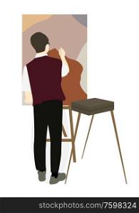 Silhouette of drawing artist on an easel. Vector Illustration. EPS10. Silhouette of drawing artist on an easel. Vector Illustration
