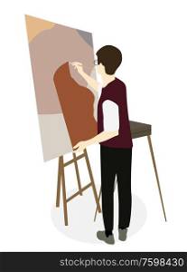 Silhouette of drawing artist on an easel. Vector Illustration. EPS10. Silhouette of drawing artist on an easel. Vector Illustration
