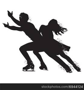 Silhouette of Figure skating isolated on white background. Vector illustrations.