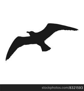 Silhouette of flying seagulls. Hand drawn illustration converted to vector.