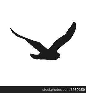 Silhouette of flying seagulls. Hand drawn illustration converted to vector.