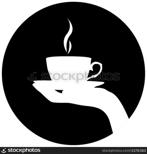 Silhouette of hand with cup of coffee/tea
