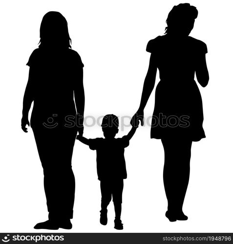 Silhouette of happy family on a white background.. Silhouette of happy family on a white background