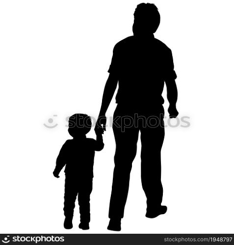 Silhouette of happy family on a white background.. Silhouette of happy family on a white background