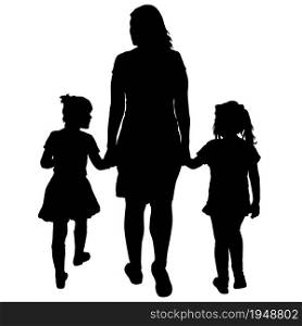 Silhouette of happy family on a white background.. Silhouette of happy family on a white background