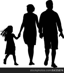 Silhouette of happy family on a white background. Silhouette of happy family on a white background.