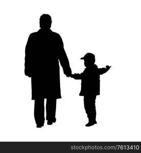 Silhouette of happy family on a white background.. Silhouette of happy family on a white background