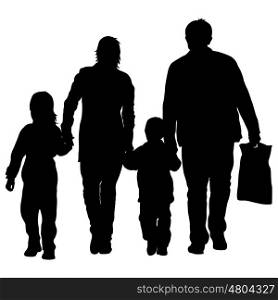 Silhouette of happy family on a white background. Vector illustration.. Silhouette of happy family on a white background. Vector illustration