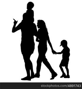 Silhouette of happy family on a white background. Vector illustration.. Silhouette of happy family on a white background. Vector illustration