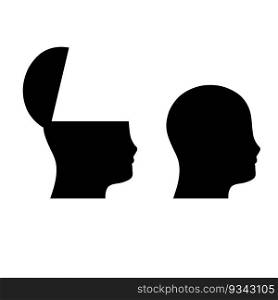 Silhouette of head. Open mind and consciousness. Psychological concept of new knowledge.. Silhouette of head. Open mind and consciousness.