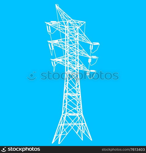 Silhouette of high voltage power lines. Vector illustration.