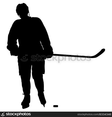 Silhouette of hockey player. Isolated on white. Silhouette of hockey player. Isolated on white.