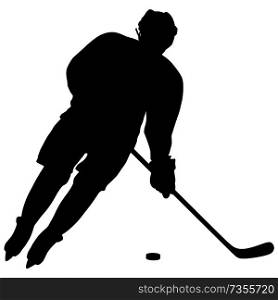 Silhouette of hockey player. Isolated on white.. Silhouette of hockey player. Isolated on white