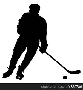 silhouette of hockey player. Isolated on white. Vector illustra. silhouette of hockey player. Isolated on white. Vector illustrations.