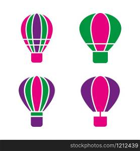 Silhouette of hot Air balloon. Air transport for travel. Isolated on white background