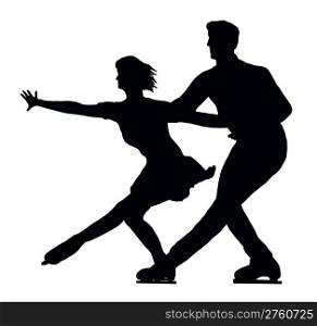 Silhouette of Ice Skater Couple Side by Side