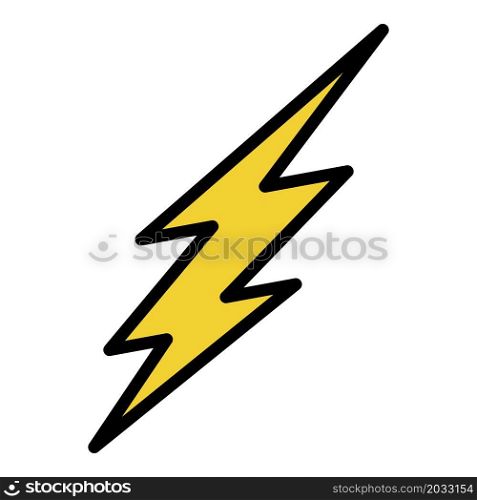 Silhouette of lightning icon. Outline silhouette of lightning vector icon color flat isolated. Silhouette of lightning icon color outline vector