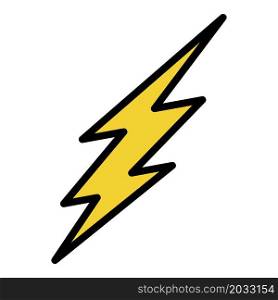 Silhouette of lightning icon. Outline silhouette of lightning vector icon color flat isolated. Silhouette of lightning icon color outline vector