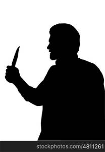 Silhouette of Man holding Knife in one Hand