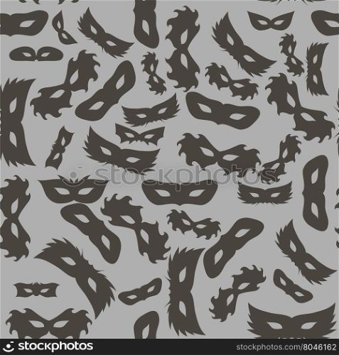 Silhouette of Masks Seamless Pattern. Symbol of Masquerade. Silhouette of Masks Seamless Pattern