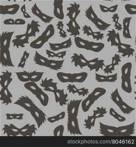 Silhouette of Masks Seamless Pattern. Symbol of Masquerade. Silhouette of Masks Seamless Pattern