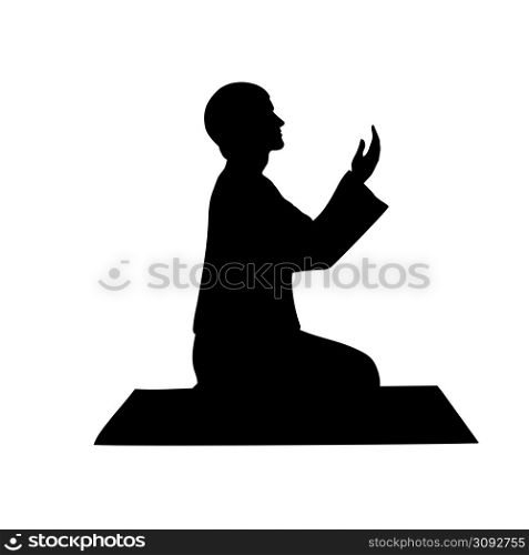 Silhouette of muslim man praying vector illustration