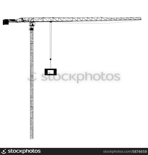 Silhouette of one construction cranes. Vector illustration.