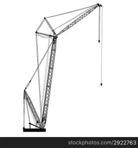 Silhouette of one cranes. Vector illustration.