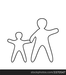 Silhouette of parent and children. Vector
