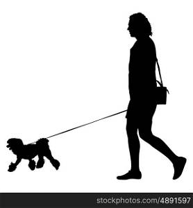 Silhouette of people and dog. Vector illustration. Silhouette of people and dog. Vector illustration.