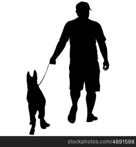 Silhouette of people and dog. Vector illustration. Silhouette of people and dog. Vector illustration.