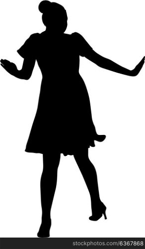 Silhouette of People dancing with a raised hand on White Background. Silhouette of People dancing with a raised hand on White Background.