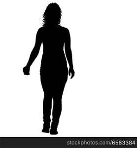 Silhouette of People Standing on White Background.. Silhouette of People Standing on White Background