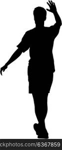 Silhouette of People with a raised hand on White Background. Silhouette of People with a raised hand on White Background.