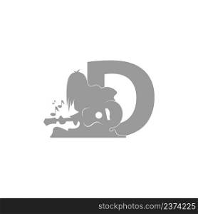 Silhouette of person playing guitar in front of letter D icon vector