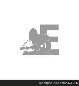 Silhouette of person playing guitar in front of letter E icon vector