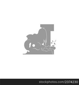 Silhouette of person playing guitar in front of letter I icon vector