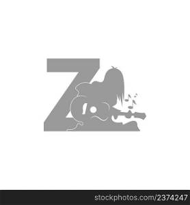 Silhouette of person playing guitar in front of letter Z icon vector