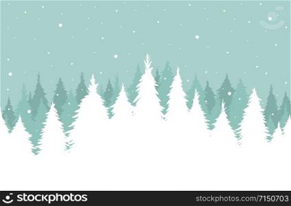 Silhouette of pine tree on green mint background vector illustration