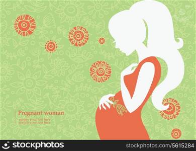 Silhouette of pregnant woman in summer
