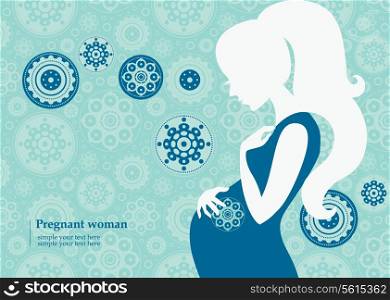 Silhouette of pregnant woman in winter