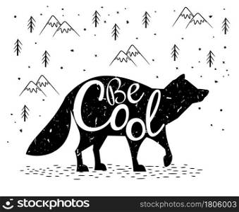 Silhouette of Raccoon with inscription Be cool