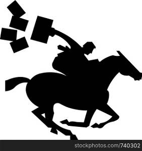 Silhouette of racing horse with jockey. Jockey riding jumping horse. Vector Illustration.