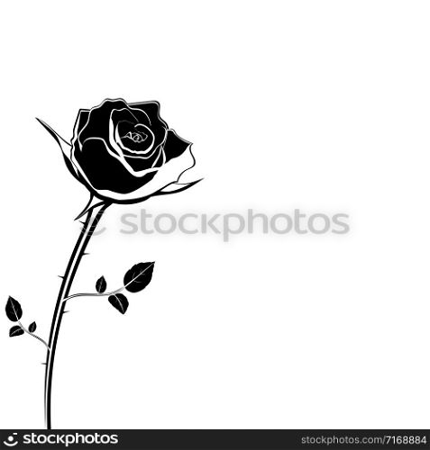 silhouette of rose flower on a white background vector illustration. silhouette of rose flower on a white background